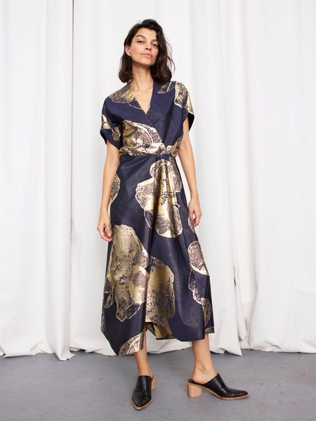 Sleeveless Wave Dress in Golden Bloom Jacquard | Zero + Maria Cornejo