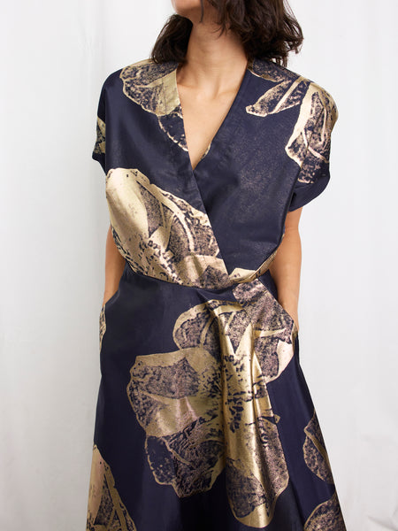 Sleeveless Wave Dress in Golden Bloom Jacquard | Zero + Maria Cornejo