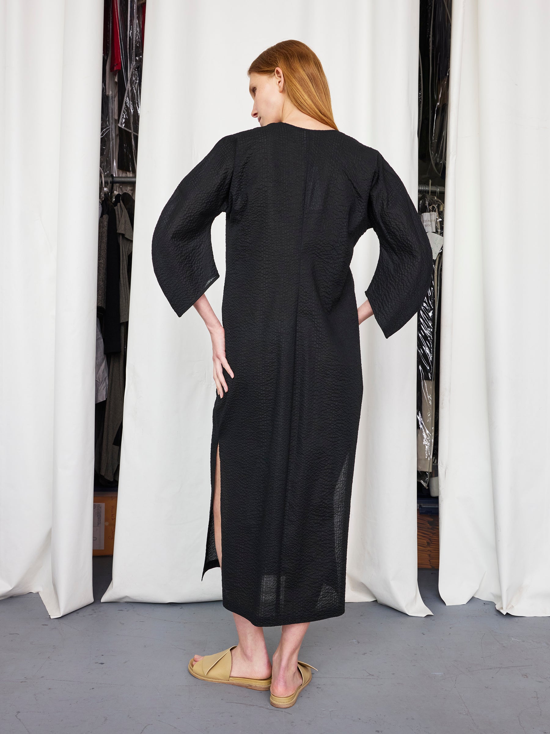 Long Opi Dress in Ripple Gauze | Zero + Maria Cornejo