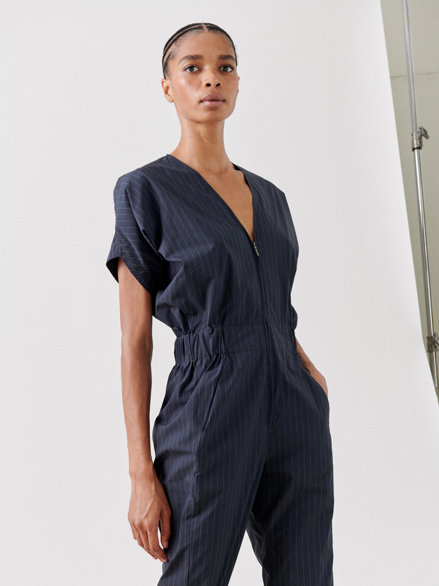 Aissa V Neck Jumpsuit in Recy Pinstripe Zero Maria Cornejo