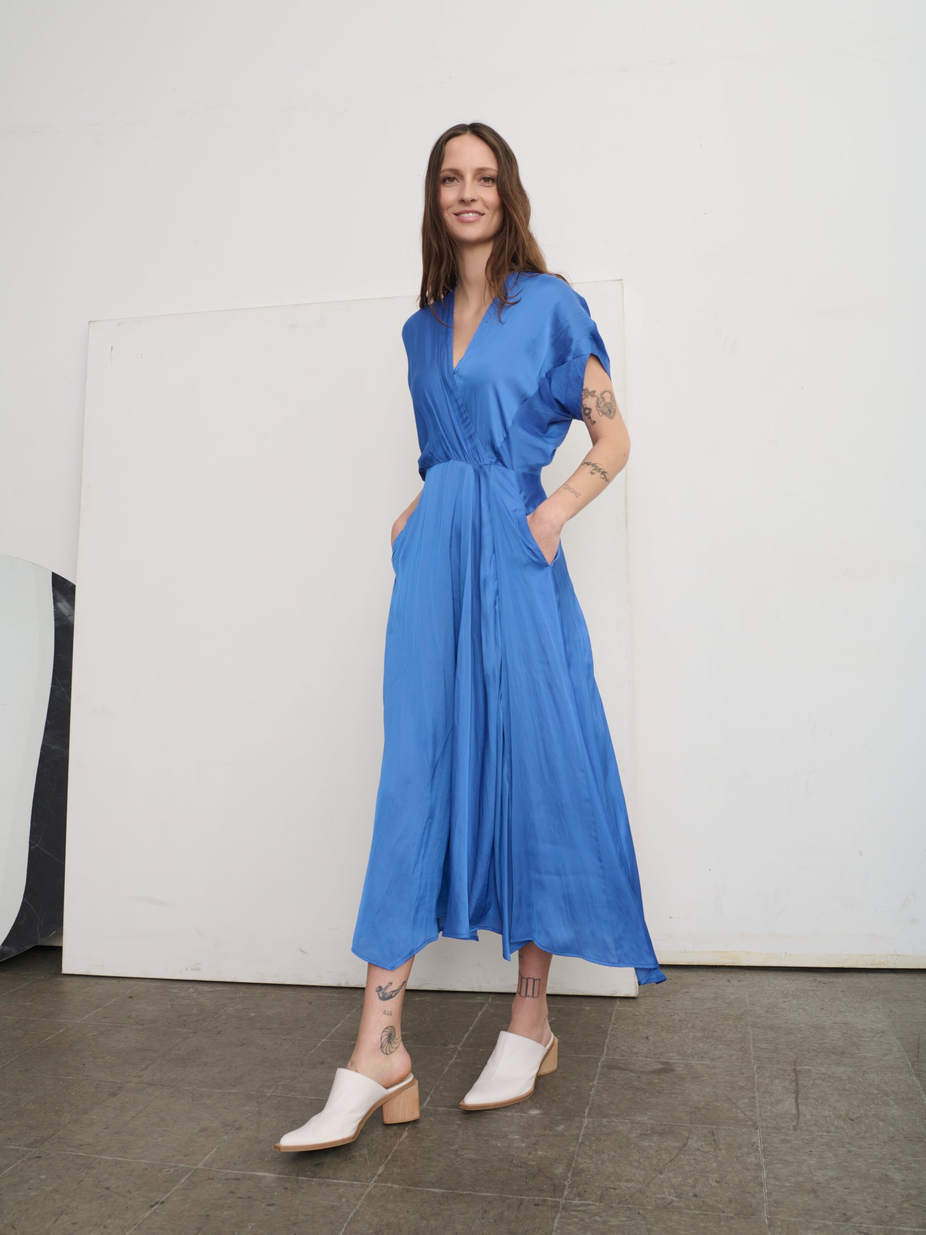 Long Aki Wave Dress in Drift | Zero + Maria Cornejo