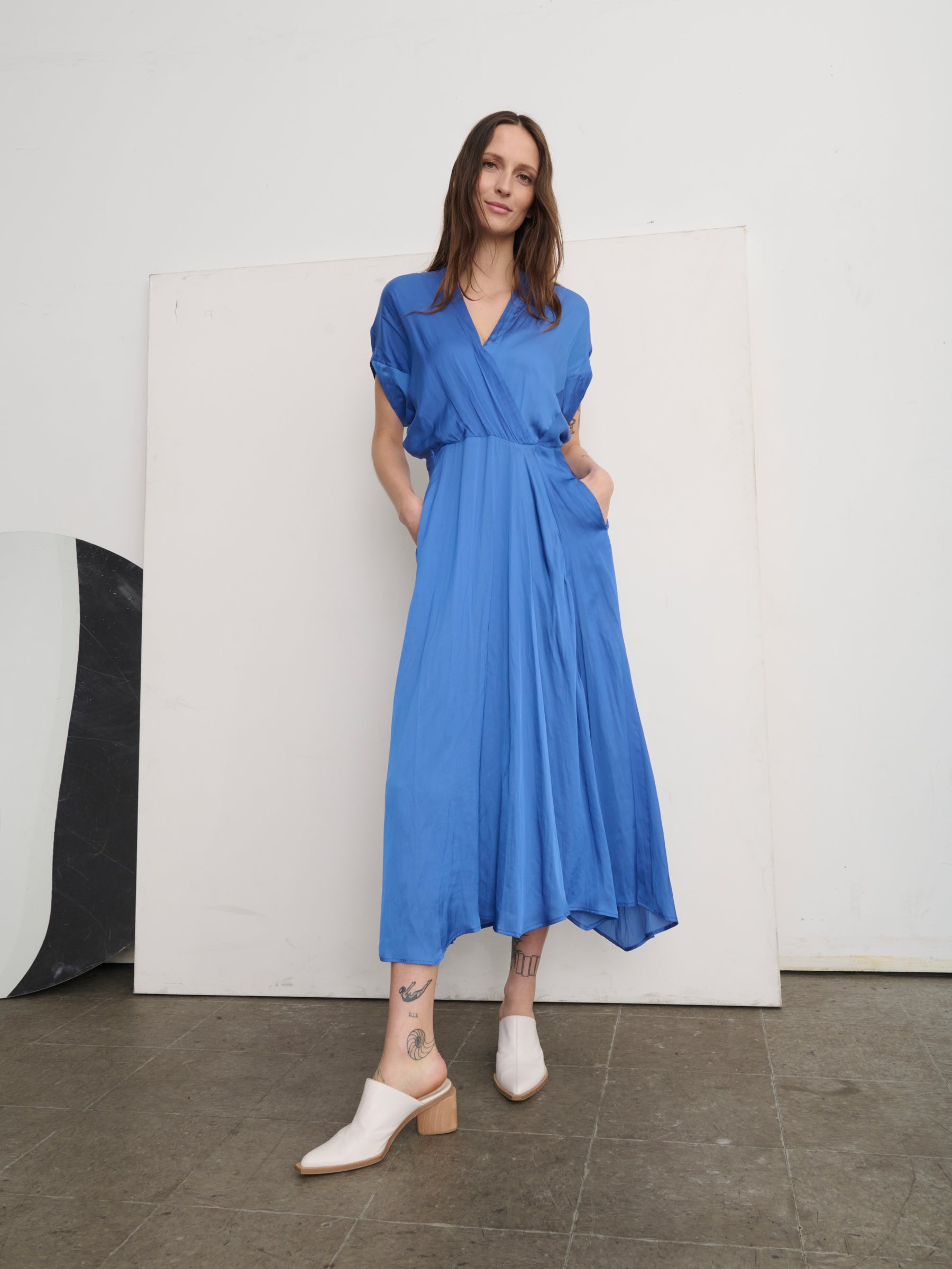 Long Aki Wave Dress in Drift | Zero + Maria Cornejo