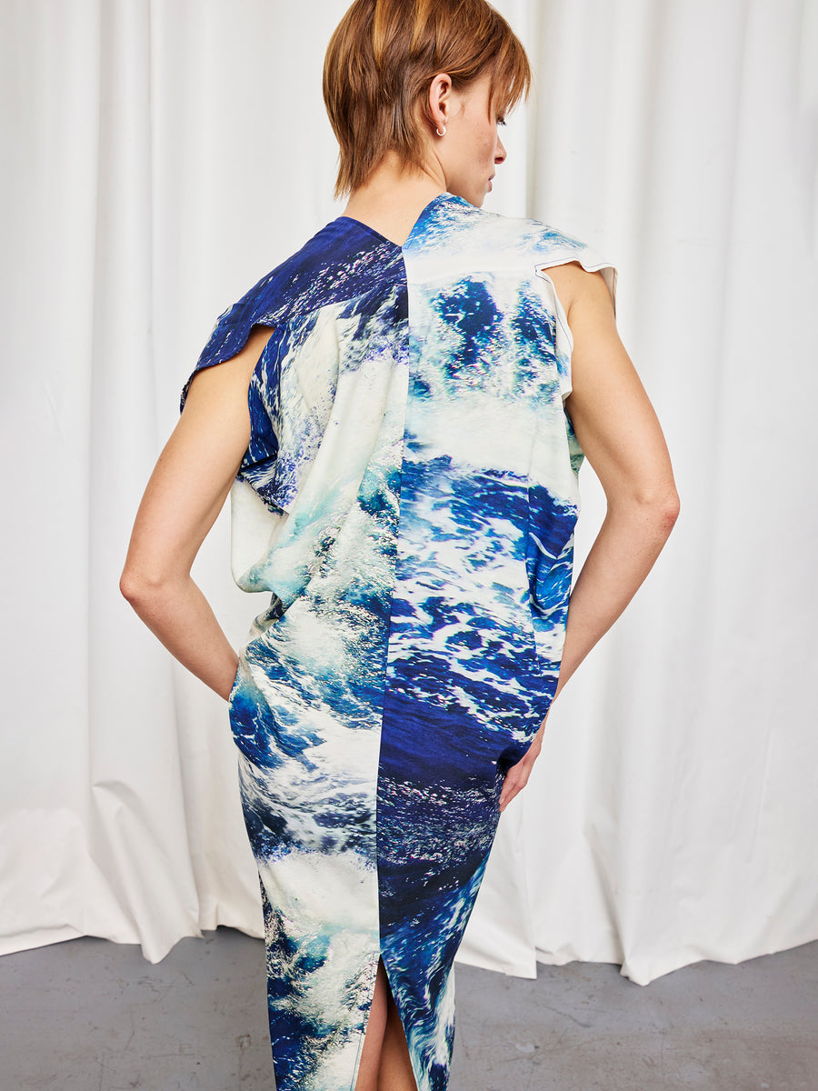issa silk dress Zero + Maria Cornejo Long Issa Dress in Silk Ocean Print