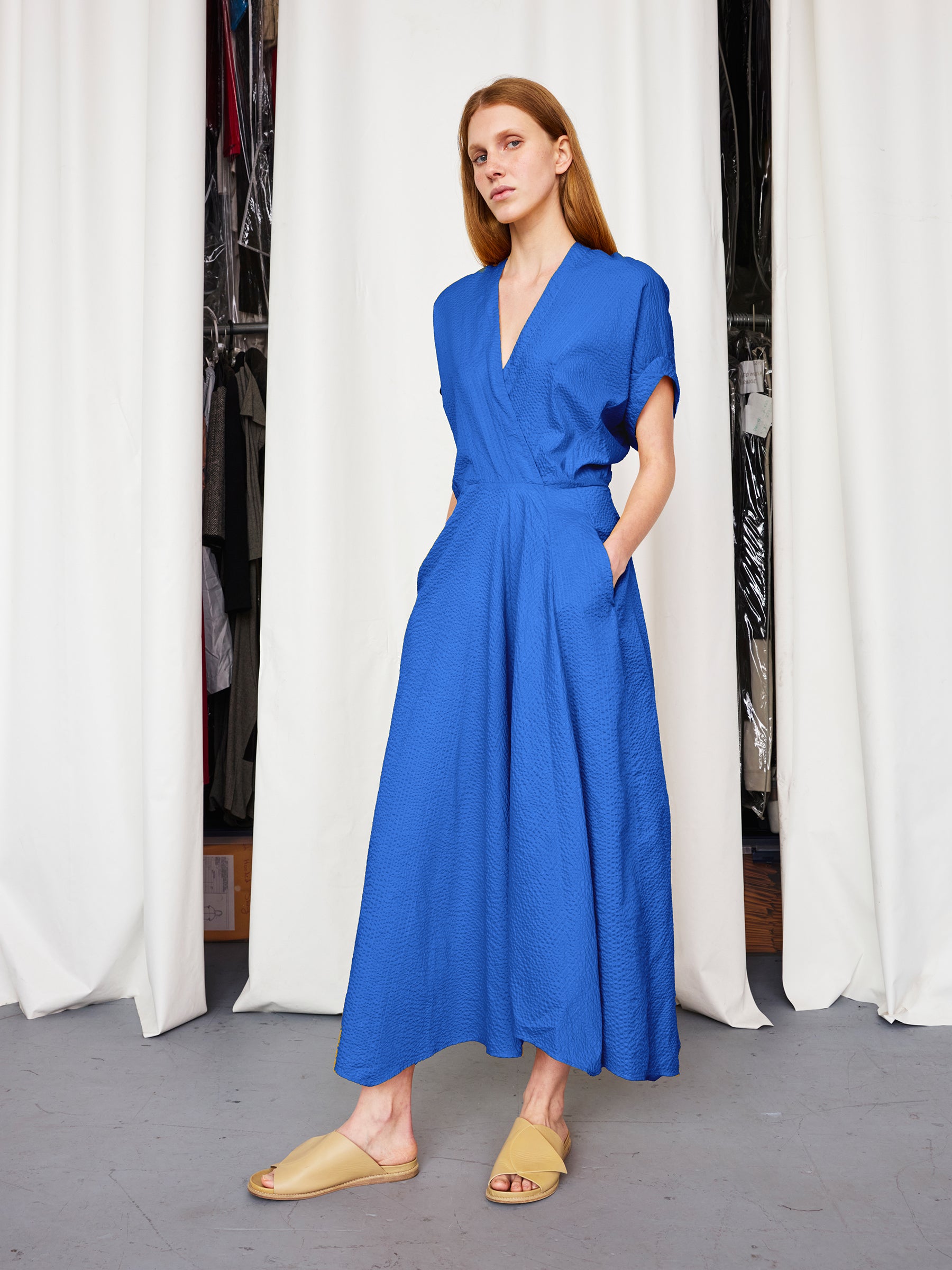 Long Aki Wave Dress in Ripple Gauze | Zero + Maria Cornejo