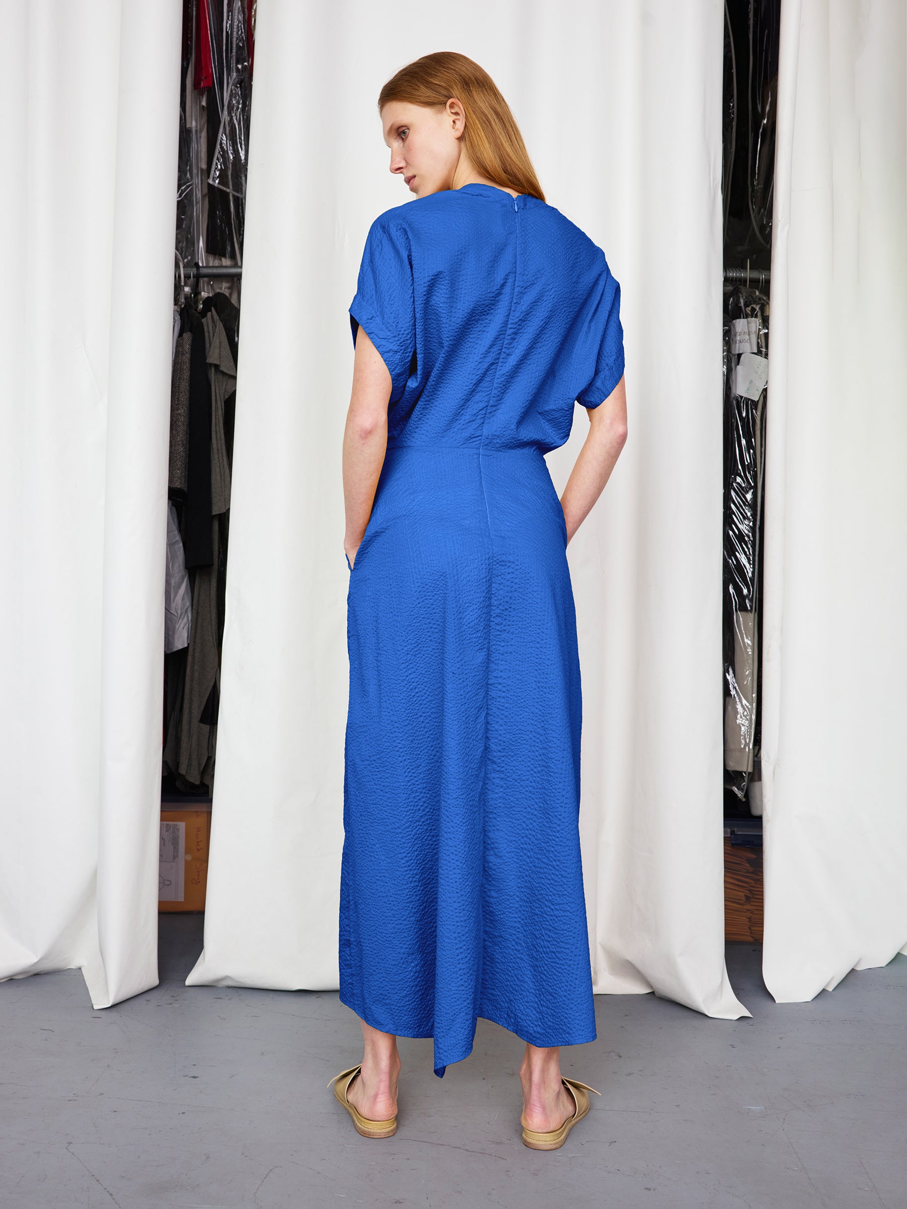 Long Aki Wave Dress in Ripple Gauze | Zero + Maria Cornejo