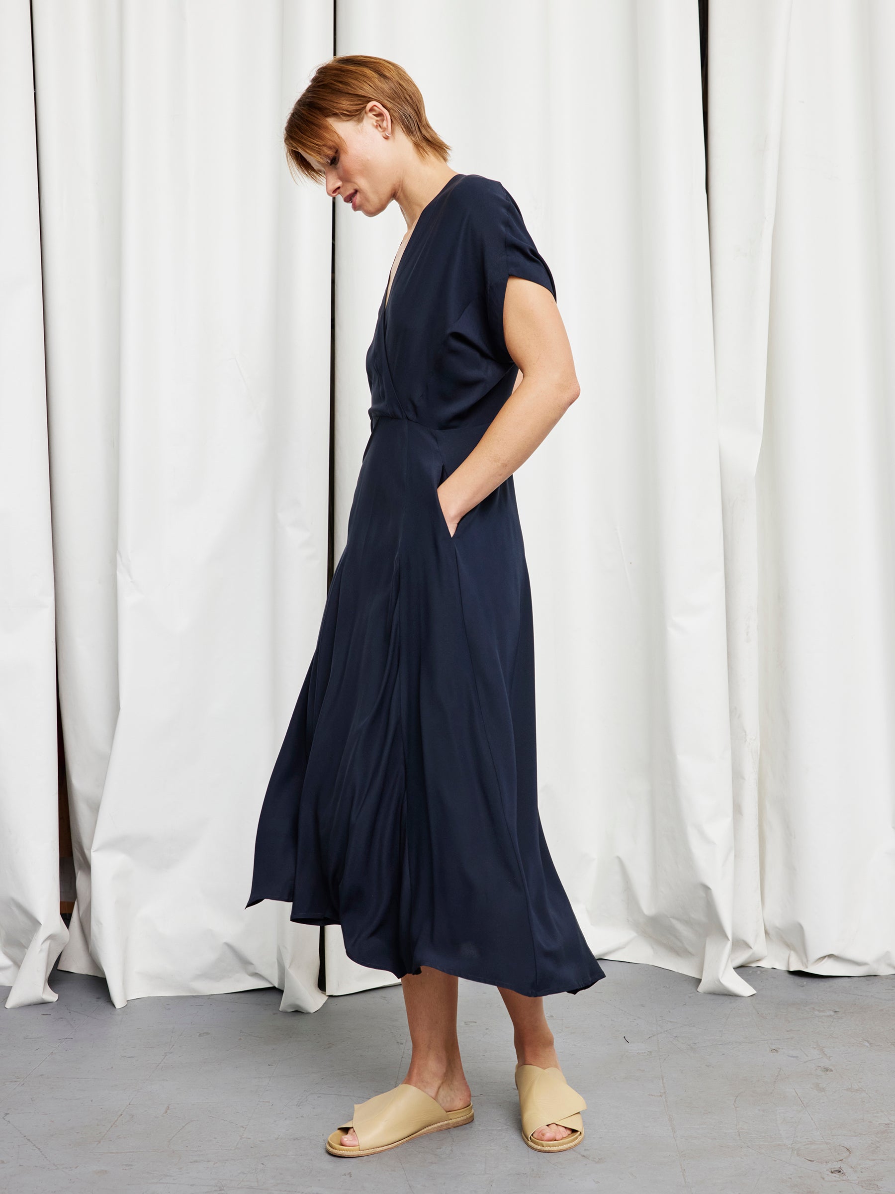 Long Aki Wave Dress in Silk Charmeuse | Zero + Maria Cornejo