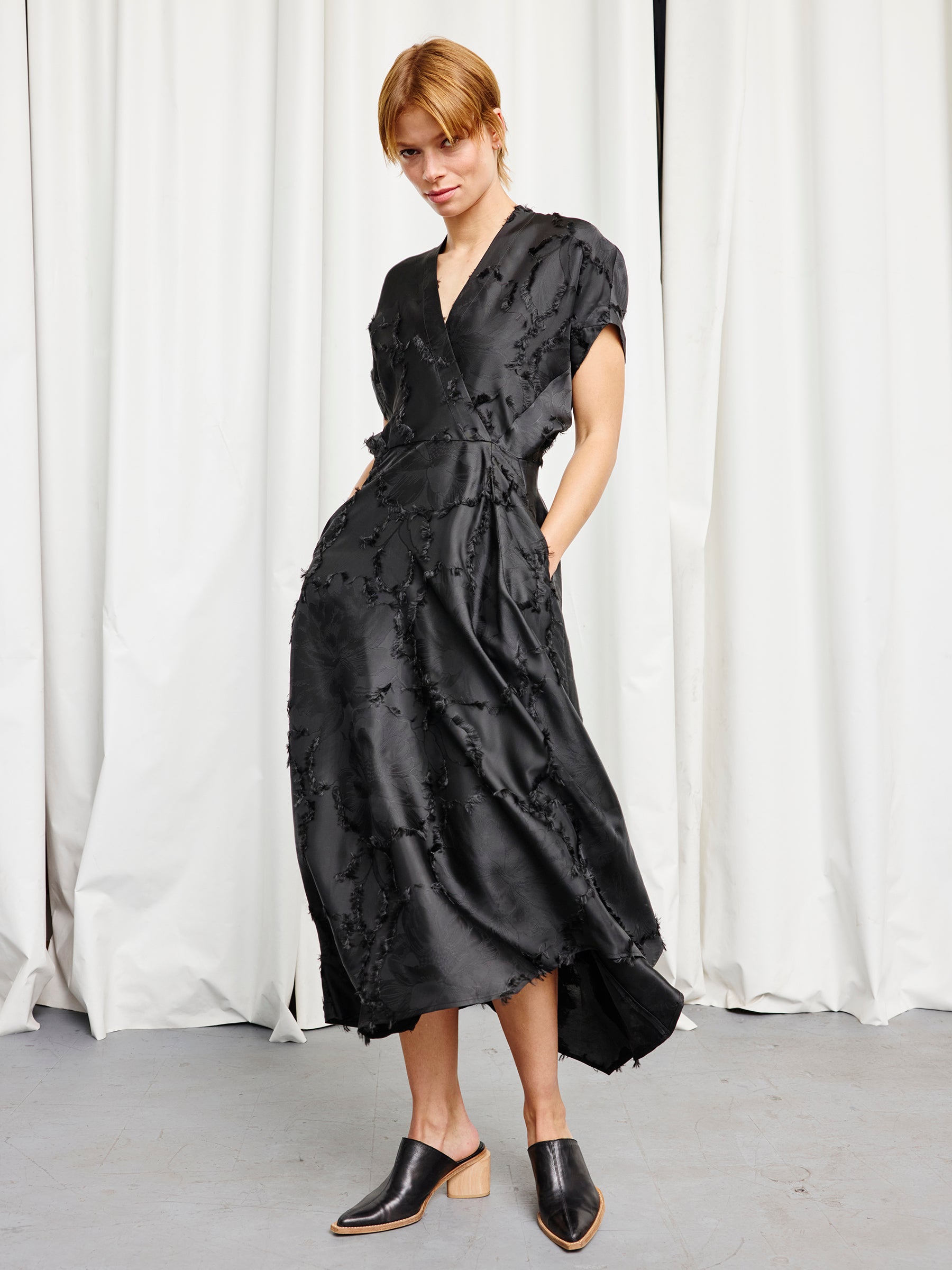 ワンピース RIM.ARK 20ss Marble ink flowing dress Long Aki Wave Dress in Lotus Coupe | Zero + Maria Cornejo