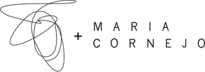 A black Zero + Maria Cornejo logo consisting of an abstract squiggle emblem, a plus symbol, and the words Maria Cornejo.