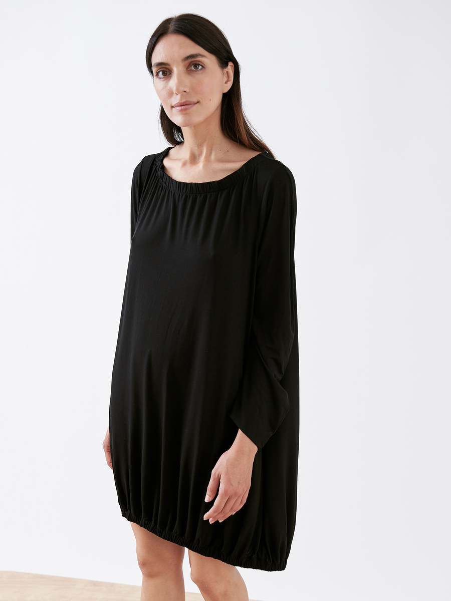 Long-Sleeved Ruched Bubble Dress