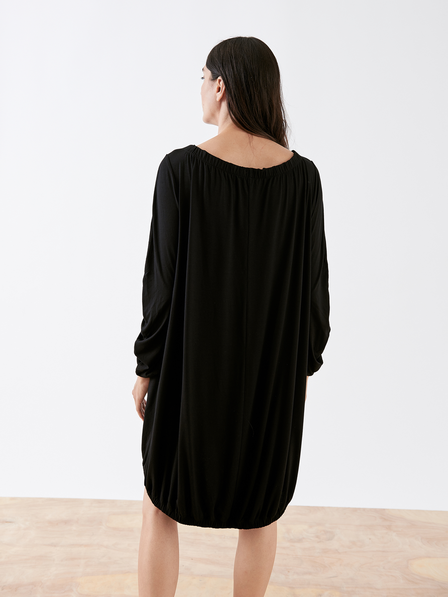 Long-Sleeved Ruched Bubble Dress