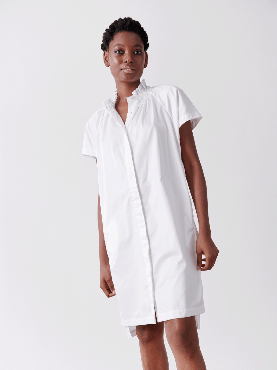 women's white shirt dress knee length Lands' End Women's Elbow Sleeve Eyelet Knee Length Shirt Dress