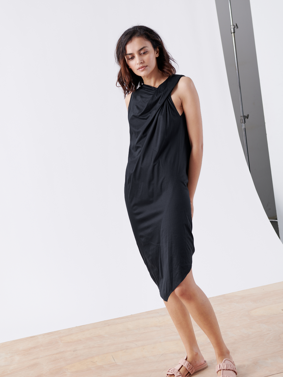 Twist Shoulder Ibit Dress - Final Sale