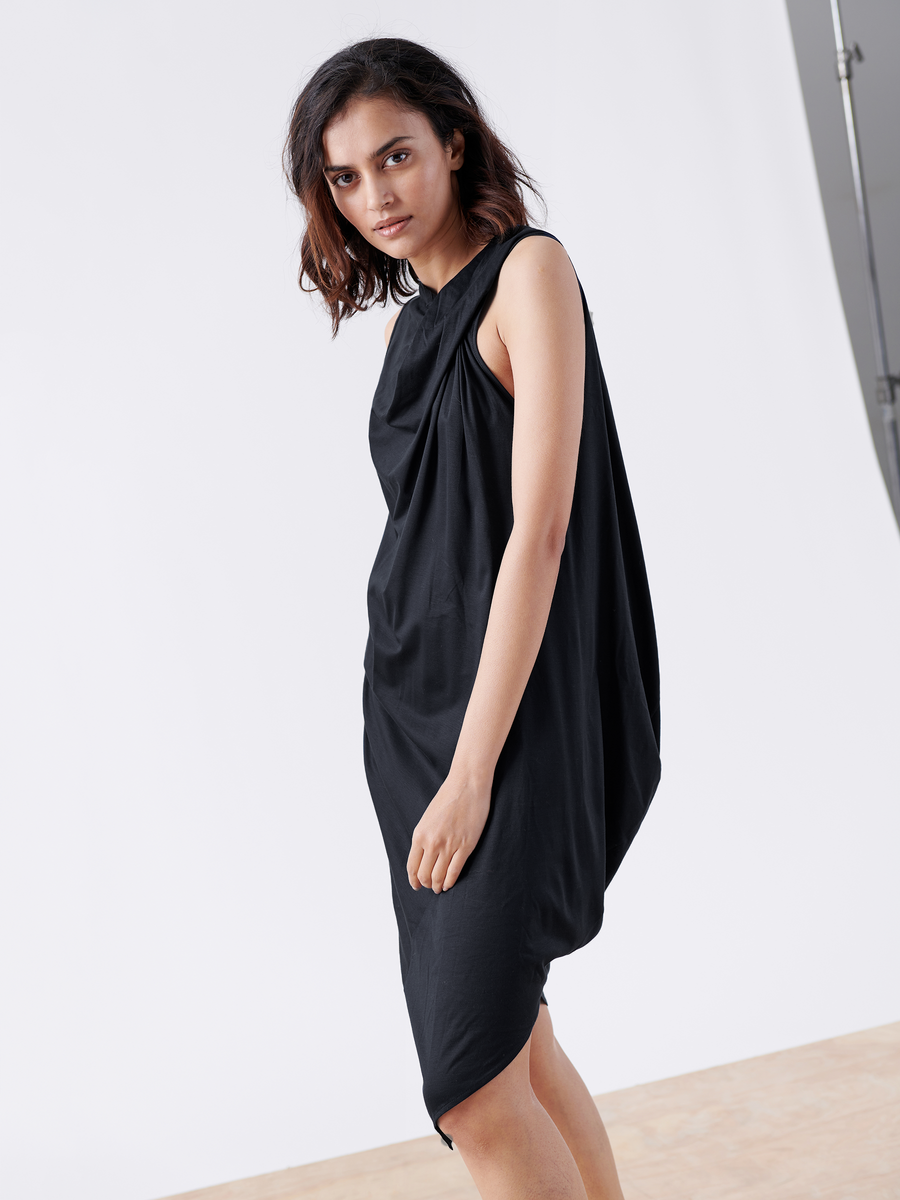 Twist Shoulder Ibit Dress - Final Sale