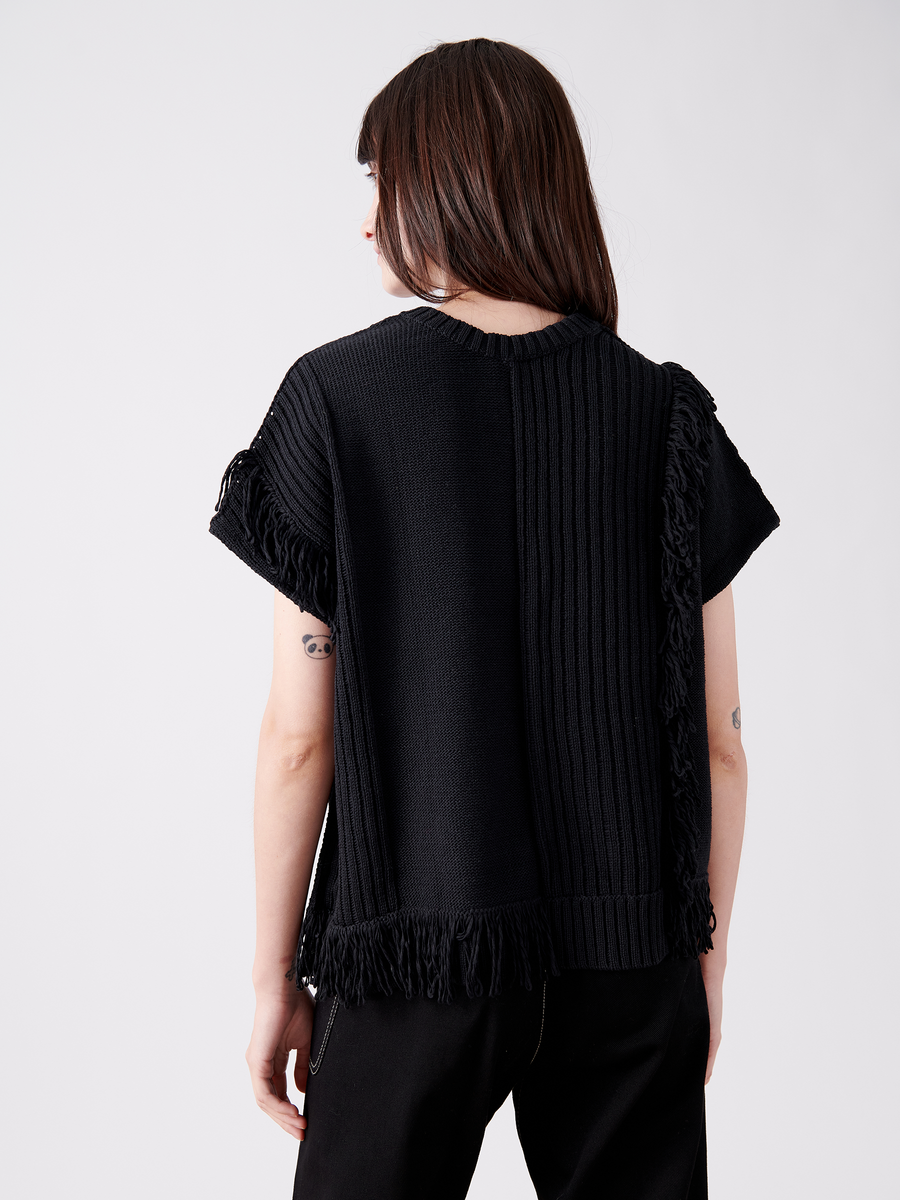 Patchwork Fringe Poncho - Final Sale